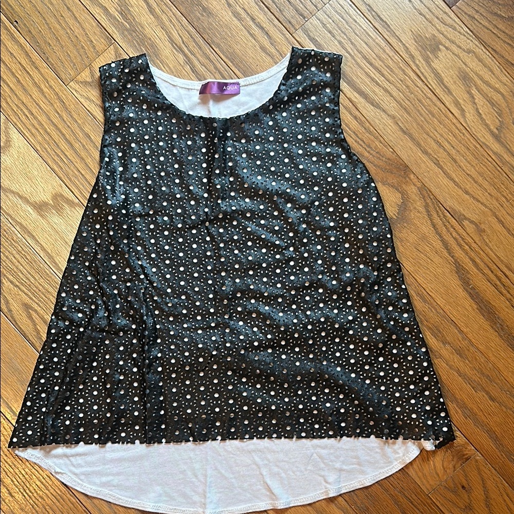 Aqua Black and White Sleeveless Tank Top
